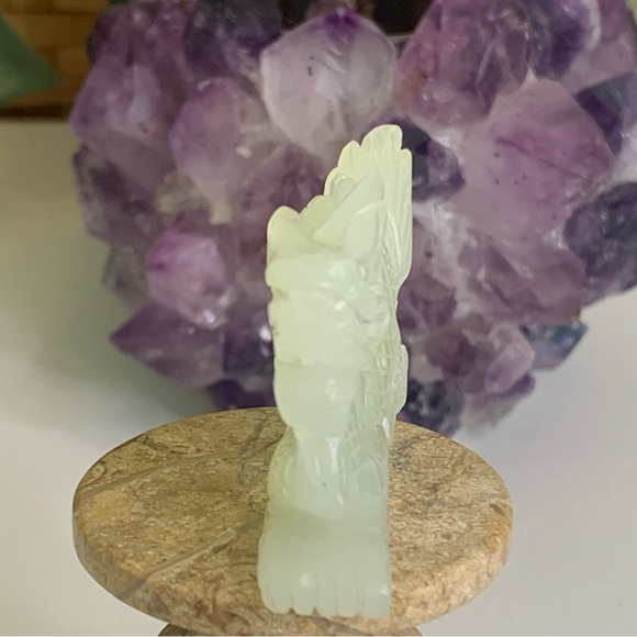 Chinese Hand Carved Jade Stone Dragon Figurine Vintage Green Animal Carving 3" - Picture 7 of 14